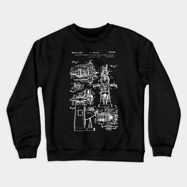 Bridgeport Milling Machine Patent 1942 Crewneck Sweatshirt by Anodyle